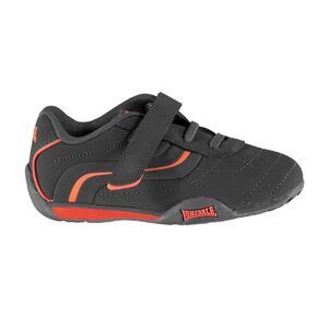 Lonsdale Childrens/Kids Camden Leather Hook and Loop Sneakers / Charcoal/Orange